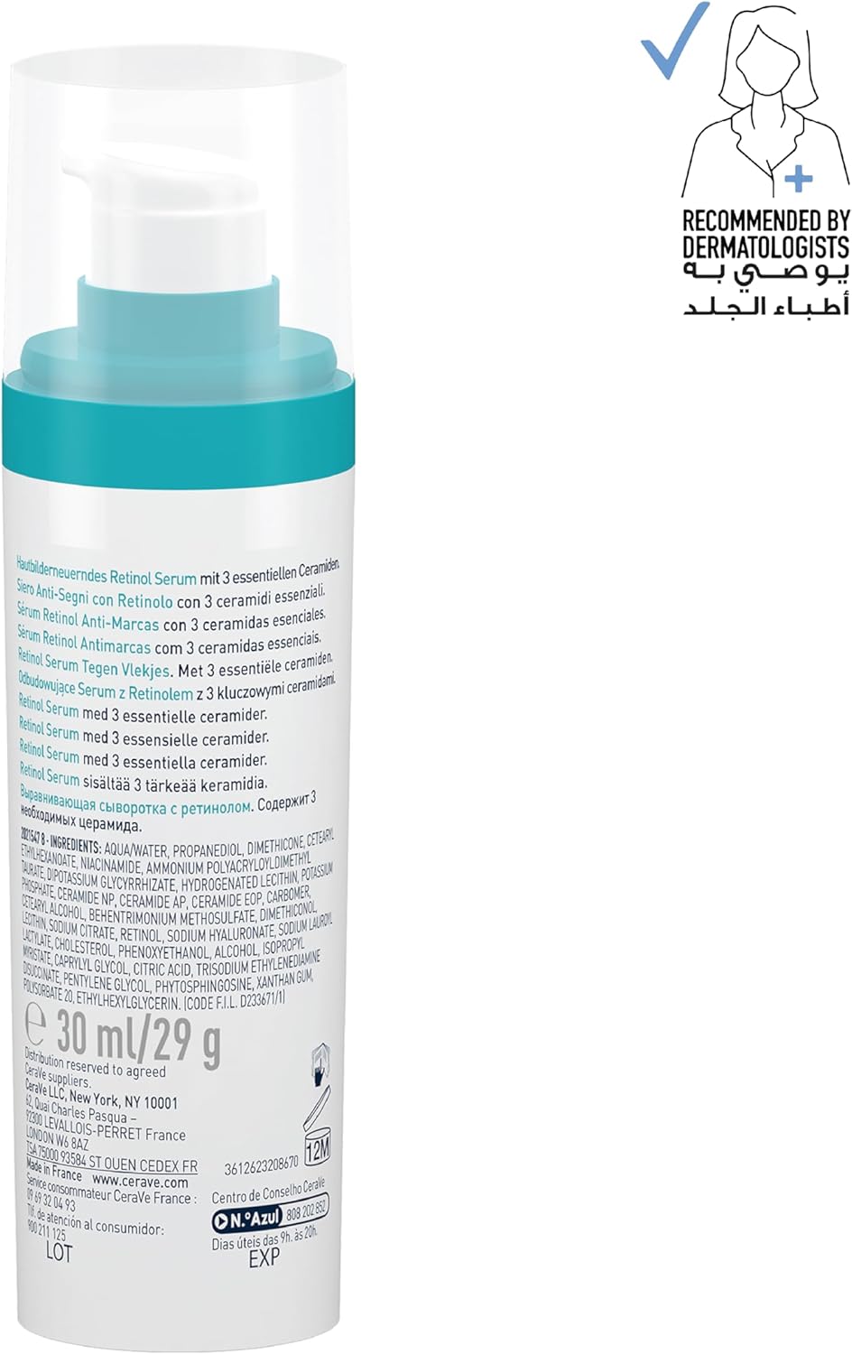 CERAVE RESURFACING RETINOL SERUM TO REDUCE THE APPEARANCE OF POST-ACNE MARKS AND PORES WITH RETINOL, LICORICE ROOT EXTRACT & NIACINAMIDE 30ML