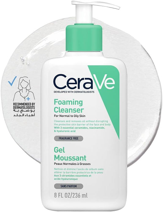 Cerave Foaming Cleanser for Normal to Oily Skin with Hyaluronic Acid